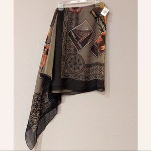 NWT - Anne Klein Hotel Stamps Silk Bikini Bottom Cover-Up (Size: S)